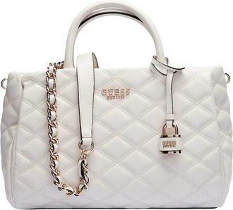 Guess Tamsin Satchel - Dames - Handtassen - Wit - ONE Size - Polyester - Tassen