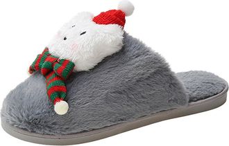 Generic Womens Fluffy Indoor Cosy Couple Slippers, Warm Winter House Shoes Soft Comfortable Plush Mule Style Cotton Footwear Slip-On Christmas Casual Home Sho