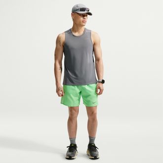 Nike Mens Miler Dri-FIT 7 Brief-Lined Running Shorts in Green | IF2070-336