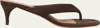 Alaia 55mm Padded Suede Thong Sandals