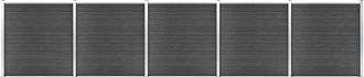 vidaXL Juego De Paneles De Valla Wpc Negro 872x186 Cm Vidaxl