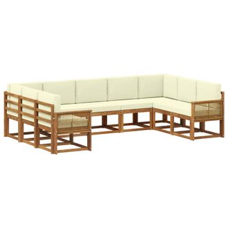 vidaXL Conjunto De Sof&aacute;s De Exterior Con Coj&iacute;n 9 Pcs Natural Y Crema Vidaxl