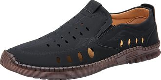 Generic Leather Loafers Shoes for Men Lightweight Slip On Shoes Hollow Out Casual Sneaker Non Slip Work Shoe Soft-Soled Outdoor Shoe Breathable Walking Sneake