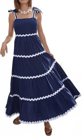 Sail to Sable Ric-Rac Bow Strap Maxi Dress In Navy