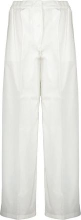 Patou Rechte Broek met Elastische Taille - Dames - Wijde Broeken - Wit - XS - Katoen - Broeken