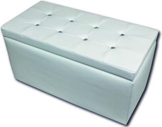 Talamo Italia Pouf contenitore Felicita, Baule contenitore, Supporto per divano, Poggiapiedi con box, Made in Italy, 90x45 h45 cm, Bianco - Talamo Italia