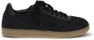 Balmain Black Suede Leather Low Top Mens Sneakers