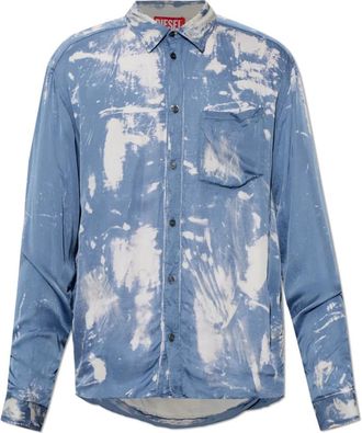 Diesel S-Ramon-Plain Shirt - Heren - Casual Overhemden - Blauw - M - Overhemden