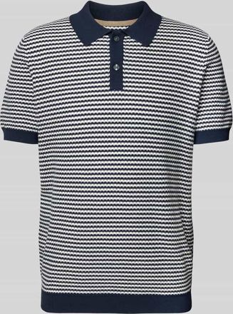 Christian Berg Poloshirt mit kurzer Knopfleiste in Marine, Größe XXL