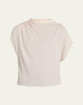TWP Wish You Would Draped Silk Georgette Blouse