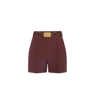 Elisabetta Franchi Dames, Korte broeken, Bruin, Maat: XS Leer