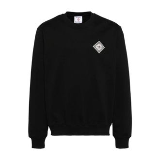 Casablanca Logo Patch Sweater Zwart Biologisch Katoen - Heren - Sweatshirts - Zwart - XL - Katoen - Hoodies & sweatvesten