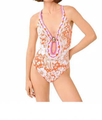 Lilly Pulitzer Ester One Piece Swimsuit In Sunset Orange Budding Romance