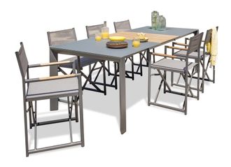 DCB Garden Conjunto de comedor de jard&iacute;n 6 plazas de aluminio