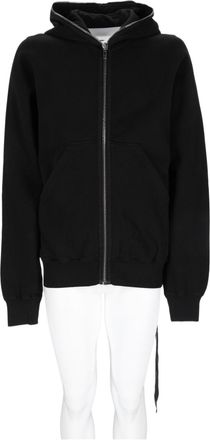 Rick Owens Black Zip-Up Side Detail Cotton Hoodie