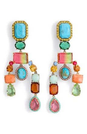 Kurt Geiger Mixed Chandelier Drop Earrings in Crystal Multi at Nordstrom Rack