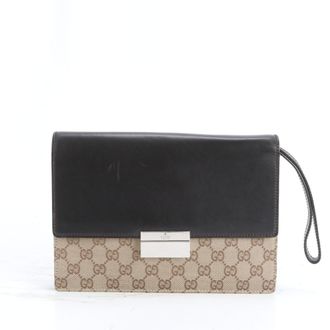 Gucci Gg Canvas Black Brown Gg Canvas Pouch (Pre-Owned)