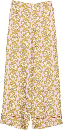 La DoubleJ Pantaloni in seta a fiori - Rosa