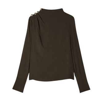 Patrizia Pepe Casacca Essential - Dames - Blouses & Shirts - Bruin - Maat: XL Viscose