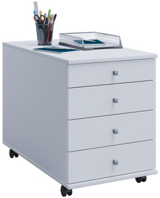 ebuy24 Vcm Roll Container Contenedor Lateral Con Cajones Dimensiones Aprox. Al. 57 X An. 42 X P. 75 Cm Contenedor De Oficina - Lona (blanco)