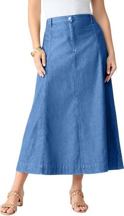 Roaman's Plus Size 24/7 Stretch A Line Maxi Skirt in Light Stonewash at Nordstrom, Size 12