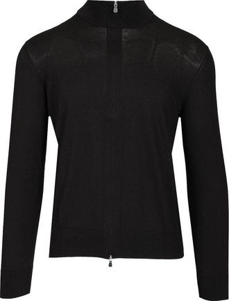 Tagliatore Cotton And Silk High Neck Zip Sweater