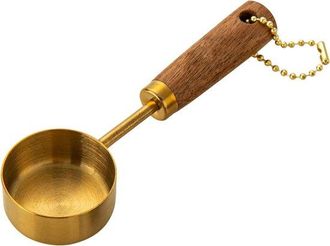 OEM Juego De Tazas Medidoras - Cucharas De Cocina - Medici&oacute;n Precisa - Mango De Madera - 14 Ml - Color Dorado
