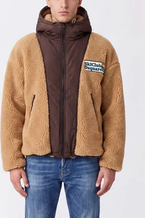 Dsquared2 Giacca reversibile in sherpa con cappuccio e design bicolore