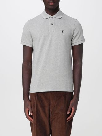 Ami Polo in cotone a maniche corte con logo ricamato