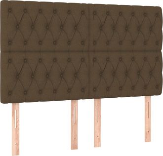 vidaXL Cabeceros 4 Unidades Tela Marr&oacute;n Oscuro 72x7x78/88 Cm Vidaxl