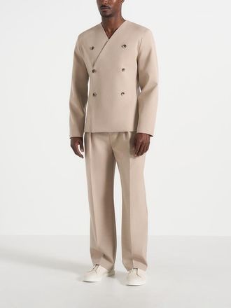 Mani&egrave;re De Voir Timeo Tailored Wrap Blazer in Beige at Nordstrom, Size Medium
