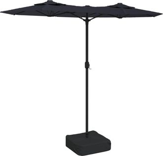 vidaXL Sombrilla Doble De Jard&iacute;n Con Luces Led Negro 316x145 Cm Vidaxl