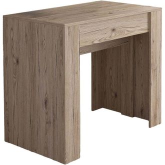 Dmora Consolle allungabile Vaelis, trasformabile in tavolo da pranzo, salvaspazio ed estensibile fino a 237 cm, 90-237x76,6x90 cm, Effetto legno bianco