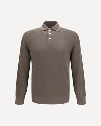 Brunello Cucinelli Polo a maniche lunghe in maglia Man 48