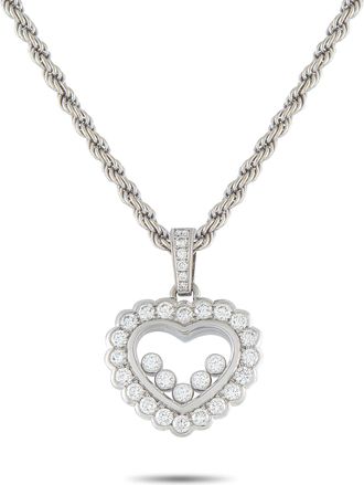 Chopard Happy Diamonds 18K White Gold 1.0ct Diamond Heart Pendant Necklace 5428
