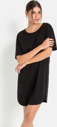 Lascana Shirtkleid LSCN BY LASCANA, Damen, Gr. 32/34, N-Gr, schwarz, Single Jersey, Obermaterial: 50% Baumwolle, 50% Viskose, bedruckt, unifarben, loose fit k