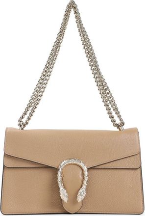 Gucci Natuurlijke Tan Geperst Leren Schoudertas - Dames - Schoudertassen - Beige - ONE Size - Leer - Tassen