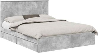 vidaXL Bed Frame Manual Concrete Grey 150 x 200 cm Engineered Wood vidaXL