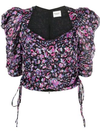 Isabel Marant Galaor blouse met pofmouwen - Zwart