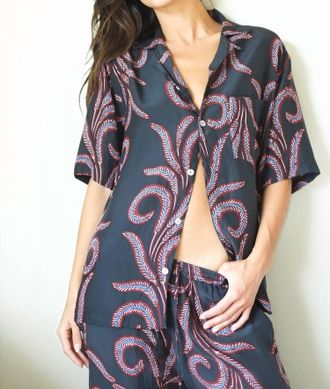 Natalie Martin Kevin Short-Sleeve Shirt In Feather Black