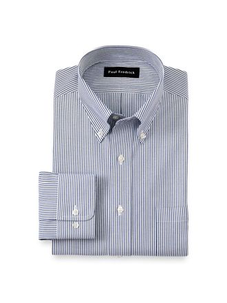 Paul Fredrick Slim Fit Non-iron Cotton Pinpoint Solid Button Down Collar Dress Shirt