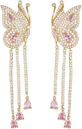 Eyecandy LA Eye Candy La Cz Pink Butterfly Dangle Earrings