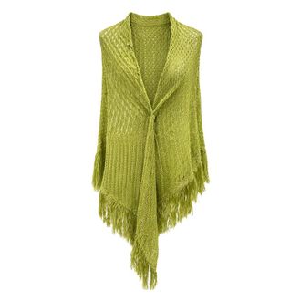 Simona Corsellini Winter Scarves, female, Green, Size: ONE SIZE Scialle crochet con frange in lurex