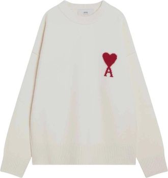 Ami Stijlvolle Sweaters met Ronde Hals - Heren - Ronde hals truien - Wit - S - Truien & Vesten