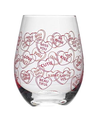 10 Strawberry Street Candy Hearts Stemless Wine Glasses Gift Set