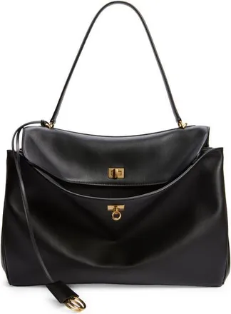 Balenciaga Large Rodeo Leather Shoulder Bag in 1000 Black at Nordstrom