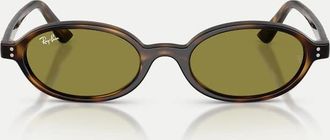 Ray-Ban Khal - Occhiali da sole ovali color avana con lenti verdi-Marrone