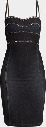 Versace Embellished Denim Midi Dress
