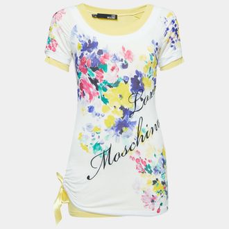 Love Moschino Multicolor Floral Print Knit Inlay T-Shirt