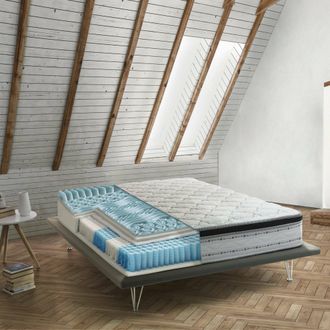 Dmora Talamo Italia Colch&oacute;n Individual Laila, Revestimiento Desenfundable De Memory Foam+gel Y Muelles Ensacados, 100% Made In Italy, Anti&aacute;caros E Hipoalerg